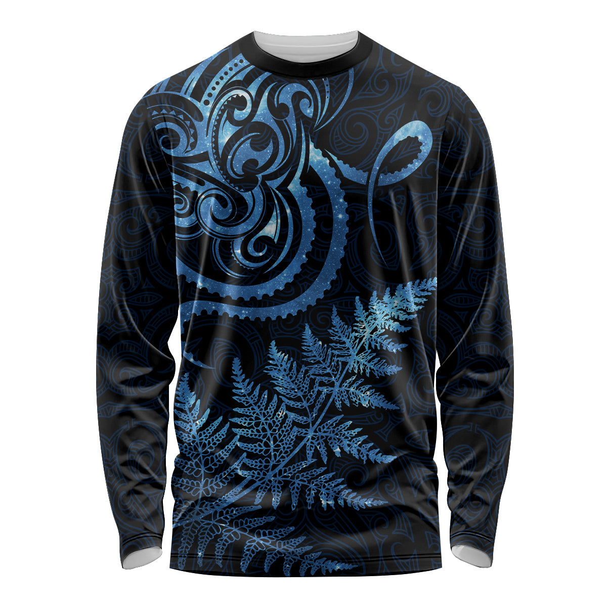 New Zealand Octopus Tattoo and Fern Long Sleeve Shirt Maori Pattern Matariki Style