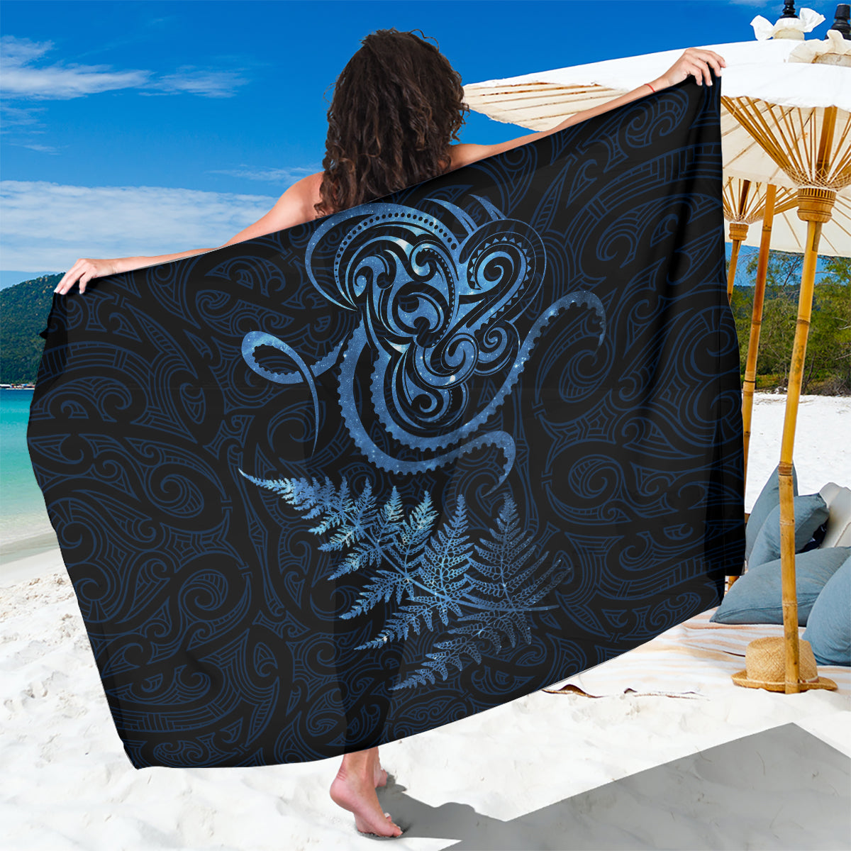 New Zealand Octopus Tattoo and Fern Sarong Maori Pattern Matariki Style