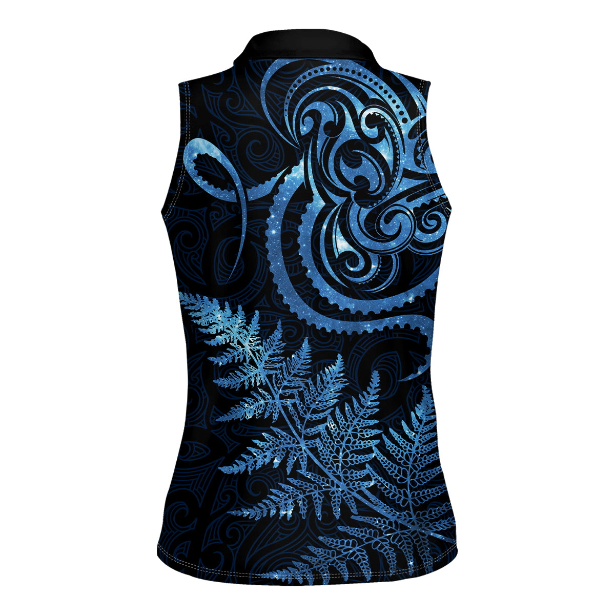 New Zealand Octopus Tattoo and Fern Women Sleeveless Polo Shirt Maori Pattern Matariki Style