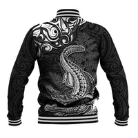 New Zealand Crocodile Tattoo and Fern Baseball Jacket Maori Pattern LT03 - Polynesian Pride