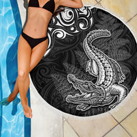 New Zealand Crocodile Tattoo and Fern Beach Blanket Maori Pattern LT03 - Polynesian Pride
