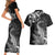 New Zealand Crocodile Tattoo and Fern Couples Matching Short Sleeve Bodycon Dress and Hawaiian Shirt Maori Pattern