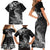 New Zealand Crocodile Tattoo and Fern Family Matching Short Sleeve Bodycon Dress and Hawaiian Shirt Maori Pattern