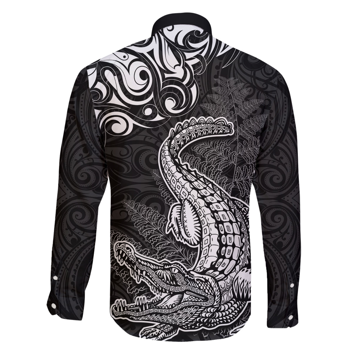 New Zealand Crocodile Tattoo and Fern Family Matching Tank Maxi Dress and Hawaiian Shirt Maori Pattern