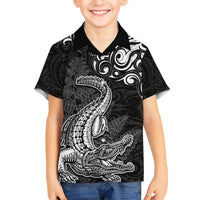 New Zealand Crocodile Tattoo and Fern Family Matching Tank Maxi Dress and Hawaiian Shirt Maori Pattern