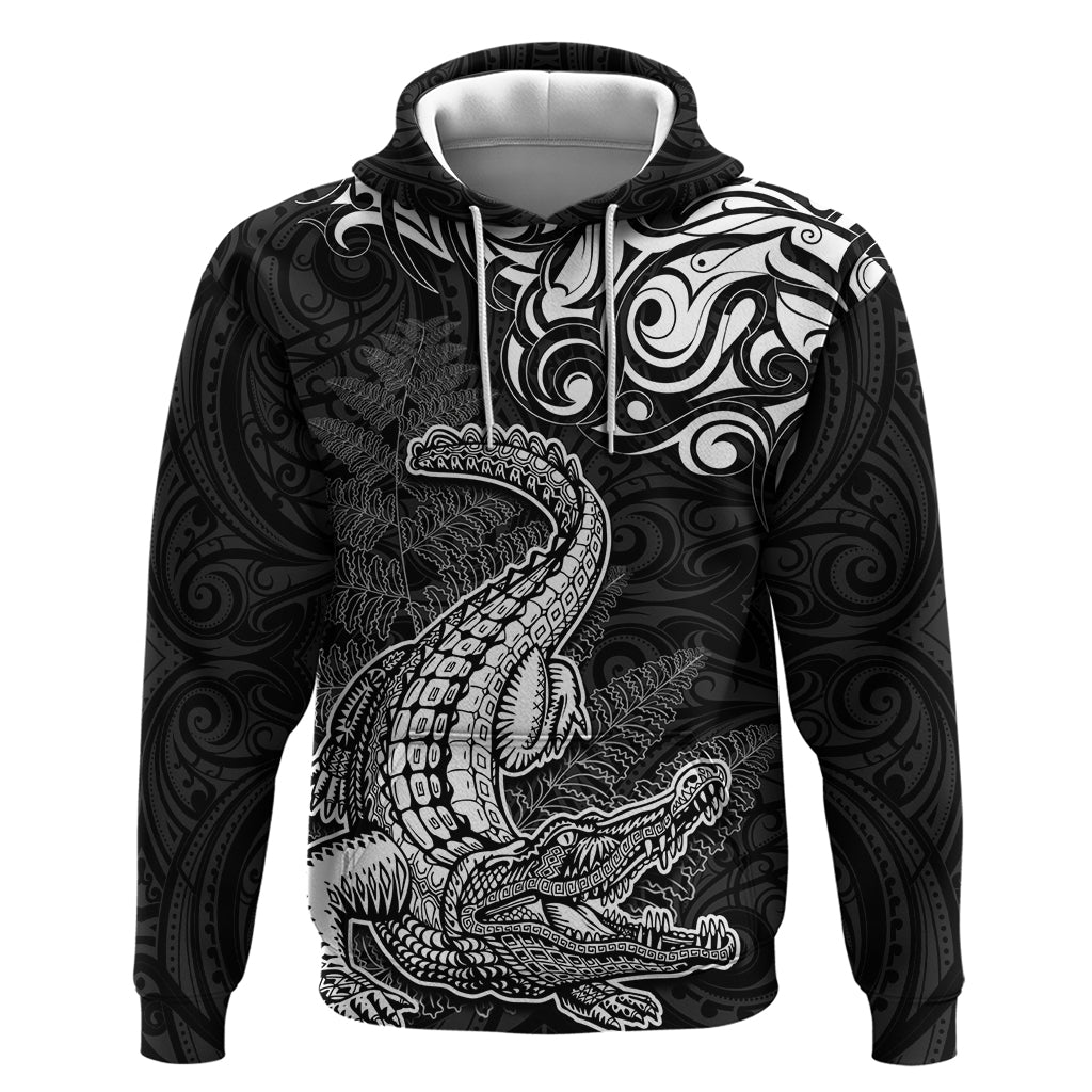 New Zealand Crocodile Tattoo and Fern Hoodie Maori Pattern