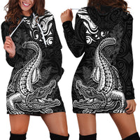 New Zealand Crocodile Tattoo and Fern Hoodie Dress Maori Pattern
