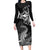 New Zealand Crocodile Tattoo and Fern Long Sleeve Bodycon Dress Maori Pattern