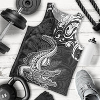 New Zealand Crocodile Tattoo and Fern Men Tank Top Maori Pattern LT03 - Polynesian Pride