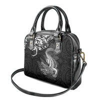New Zealand Crocodile Tattoo and Fern Shoulder Handbag Maori Pattern