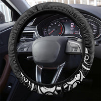 New Zealand Crocodile Tattoo and Fern Steering Wheel Cover Maori Pattern LT03 - Polynesian Pride