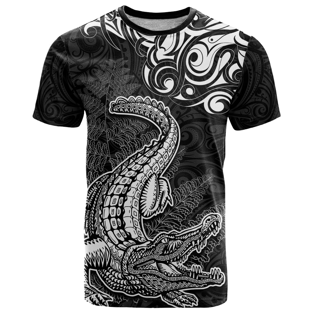 New Zealand Crocodile Tattoo and Fern T Shirt Maori Pattern