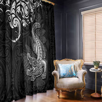 New Zealand Crocodile Tattoo and Fern Window Curtain Maori Pattern LT03 - Polynesian Pride