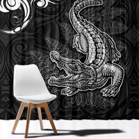 New Zealand Crocodile Tattoo and Fern Window Curtain Maori Pattern LT03 - Polynesian Pride