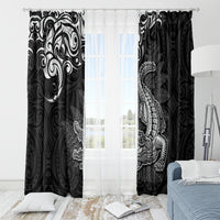 New Zealand Crocodile Tattoo and Fern Window Curtain Maori Pattern LT03 - Polynesian Pride