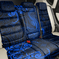 New Zealand Crocodile Tattoo and Fern Back Car Seat Cover Maori Pattern Blue Color