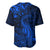 New Zealand Crocodile Tattoo and Fern Baseball Jersey Maori Pattern Blue Color