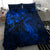 New Zealand Crocodile Tattoo and Fern Bedding Set Maori Pattern Blue Color