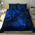 New Zealand Crocodile Tattoo and Fern Bedding Set Maori Pattern Blue Color