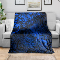 New Zealand Crocodile Tattoo and Fern Blanket Maori Pattern Blue Color LT03 - Polynesian Pride