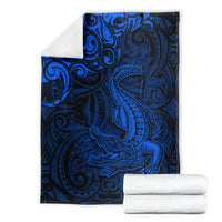 New Zealand Crocodile Tattoo and Fern Blanket Maori Pattern Blue Color LT03 - Polynesian Pride