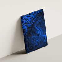 New Zealand Crocodile Tattoo and Fern Canvas Wall Art Maori Pattern Blue Color LT03 - Polynesian Pride
