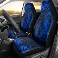 New Zealand Crocodile Tattoo and Fern Car Seat Cover Maori Pattern Blue Color