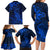 New Zealand Crocodile Tattoo and Fern Family Matching Long Sleeve Bodycon Dress and Hawaiian Shirt Maori Pattern Blue Color