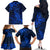 New Zealand Crocodile Tattoo and Fern Family Matching Off The Shoulder Long Sleeve Dress and Hawaiian Shirt Maori Pattern Blue Color