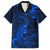 New Zealand Crocodile Tattoo and Fern Family Matching Off Shoulder Maxi Dress and Hawaiian Shirt Maori Pattern Blue Color