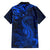 New Zealand Crocodile Tattoo and Fern Family Matching Off Shoulder Short Dress and Hawaiian Shirt Maori Pattern Blue Color