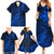 New Zealand Crocodile Tattoo and Fern Family Matching Summer Maxi Dress and Hawaiian Shirt Maori Pattern Blue Color