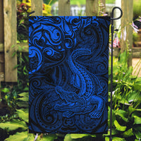 New Zealand Crocodile Tattoo and Fern Garden Flag Maori Pattern Blue Color LT03 Garden Flag Blue - Polynesian Pride