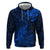 New Zealand Crocodile Tattoo and Fern Hoodie Maori Pattern Blue Color