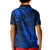 New Zealand Crocodile Tattoo and Fern Kid Polo Shirt Maori Pattern Blue Color