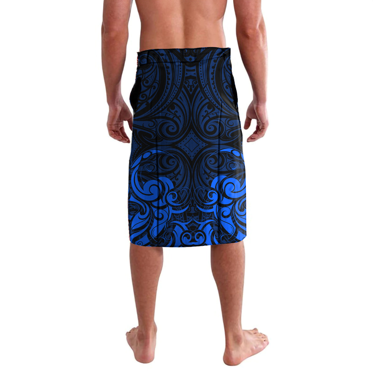 New Zealand Crocodile Tattoo and Fern Lavalava Maori Pattern Blue Color LT03 - Polynesian Pride