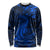 New Zealand Crocodile Tattoo and Fern Long Sleeve Shirt Maori Pattern Blue Color