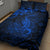 New Zealand Crocodile Tattoo and Fern Quilt Bed Set Maori Pattern Blue Color