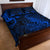 New Zealand Crocodile Tattoo and Fern Quilt Bed Set Maori Pattern Blue Color