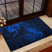 New Zealand Crocodile Tattoo and Fern Rubber Doormat Maori Pattern Blue Color LT03 - Polynesian Pride