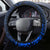 New Zealand Crocodile Tattoo and Fern Steering Wheel Cover Maori Pattern Blue Color