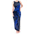 New Zealand Crocodile Tattoo and Fern Tank Maxi Dress Maori Pattern Blue Color