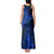 New Zealand Crocodile Tattoo and Fern Tank Maxi Dress Maori Pattern Blue Color