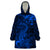 New Zealand Crocodile Tattoo and Fern Wearable Blanket Hoodie Maori Pattern Blue Color