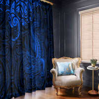 New Zealand Crocodile Tattoo and Fern Window Curtain Maori Pattern Blue Color LT03 - Polynesian Pride
