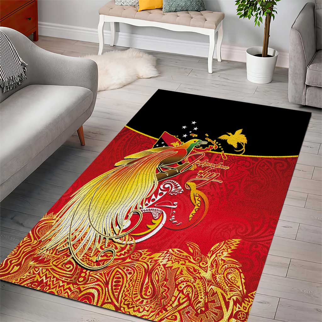 Papua New Guinea Independence Day Area Rug Happy Anniversary 50th Bird-of-paradise Melanesian Tattoos - Polynesian Pride