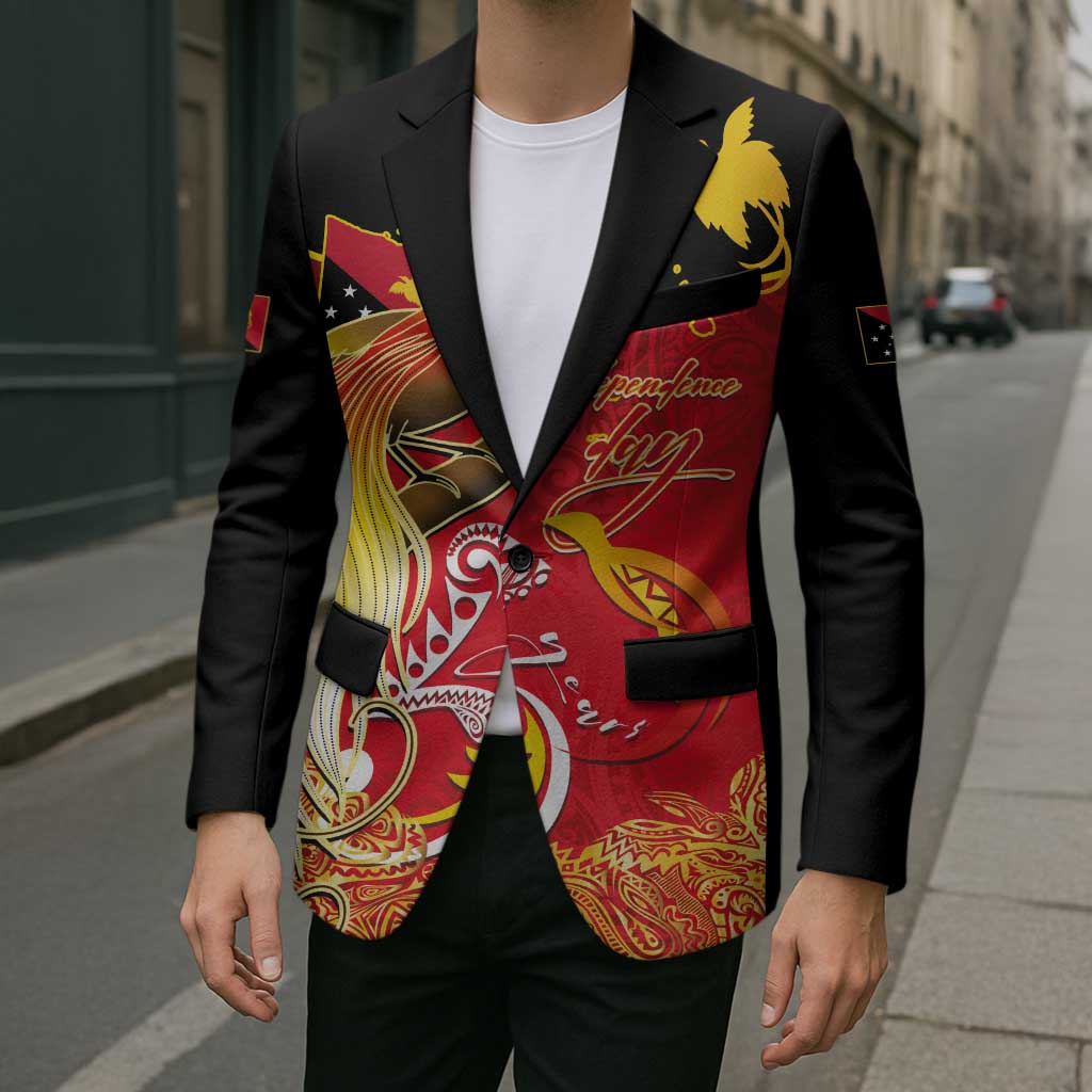 Papua New Guinea Independence Day Blazer Happy Anniversary 50th Bird-of-paradise Melanesian Tattoos - Polynesian Pride