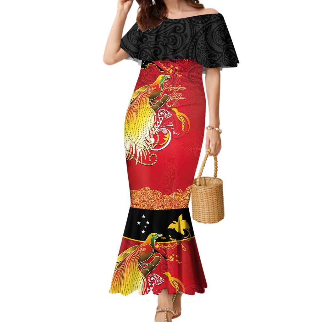 Papua New Guinea Independence Day Family Matching Mermaid Dress and Hawaiian Shirt Happy Anniversary 50th Bird-of-paradise Melanesian Tattoos - Polynesian Pride