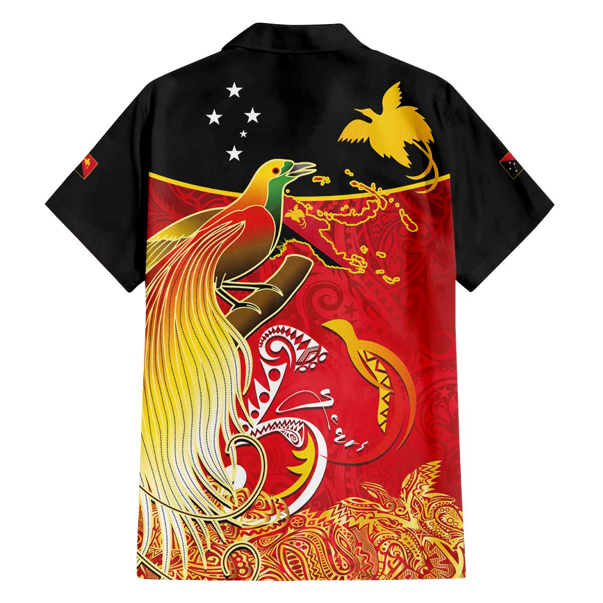 Papua New Guinea Independence Day Family Matching Off The Shoulder Long Sleeve Dress and Hawaiian Shirt Happy Anniversary 50th Bird-of-paradise Melanesian Tattoos - Polynesian Pride