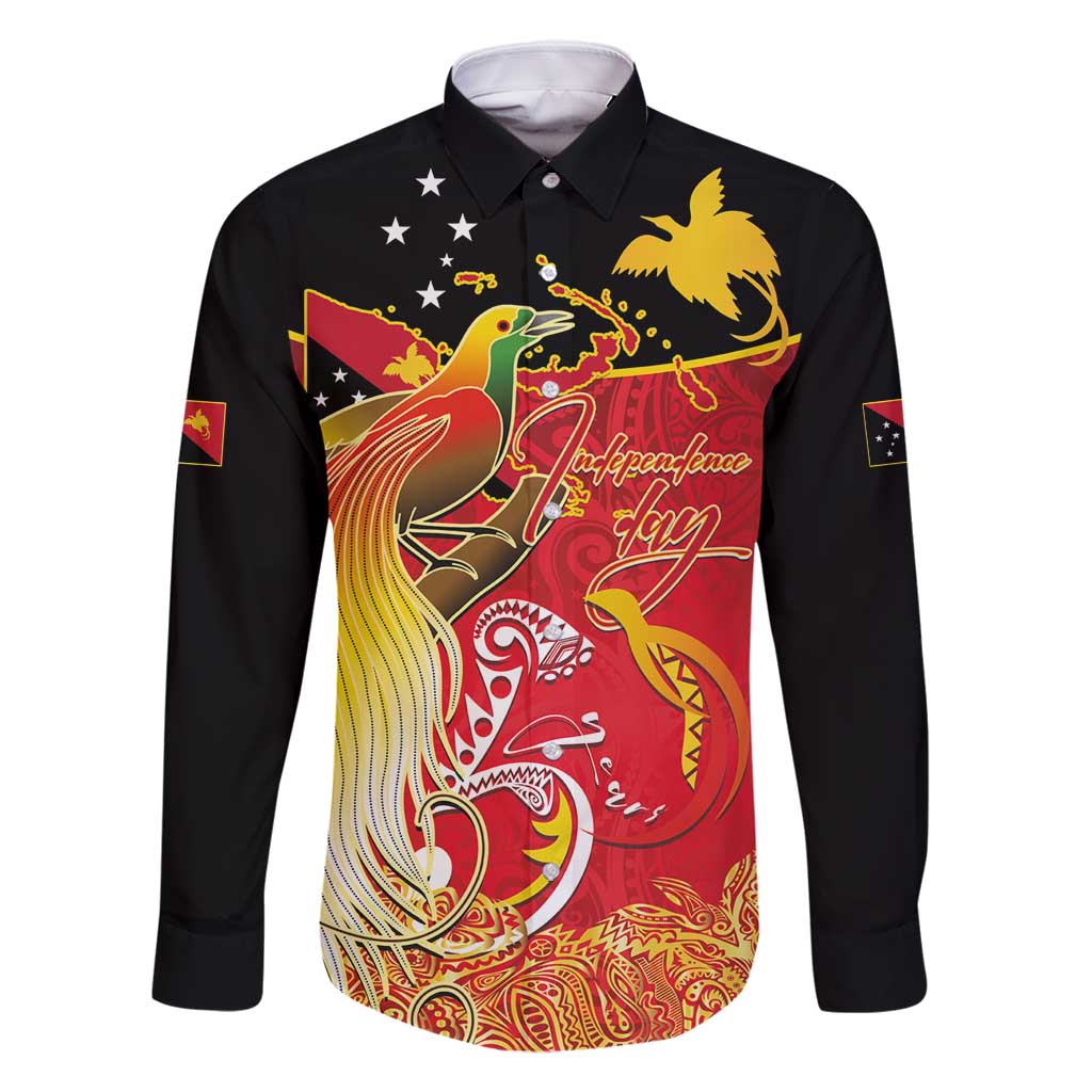 Papua New Guinea Independence Day Family Matching Off Shoulder Short Dress and Hawaiian Shirt Happy Anniversary 50th Bird-of-paradise Melanesian Tattoos - Polynesian Pride